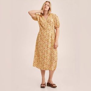 Yellow and colorful floral dress from Mango. Great for spring and summer!